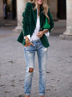 Julie | Velvet Blazer - Green
