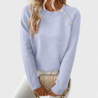 Roxanne | Elegant Women’s Asymmetrical One-Shoulder Sweater with Buttons.