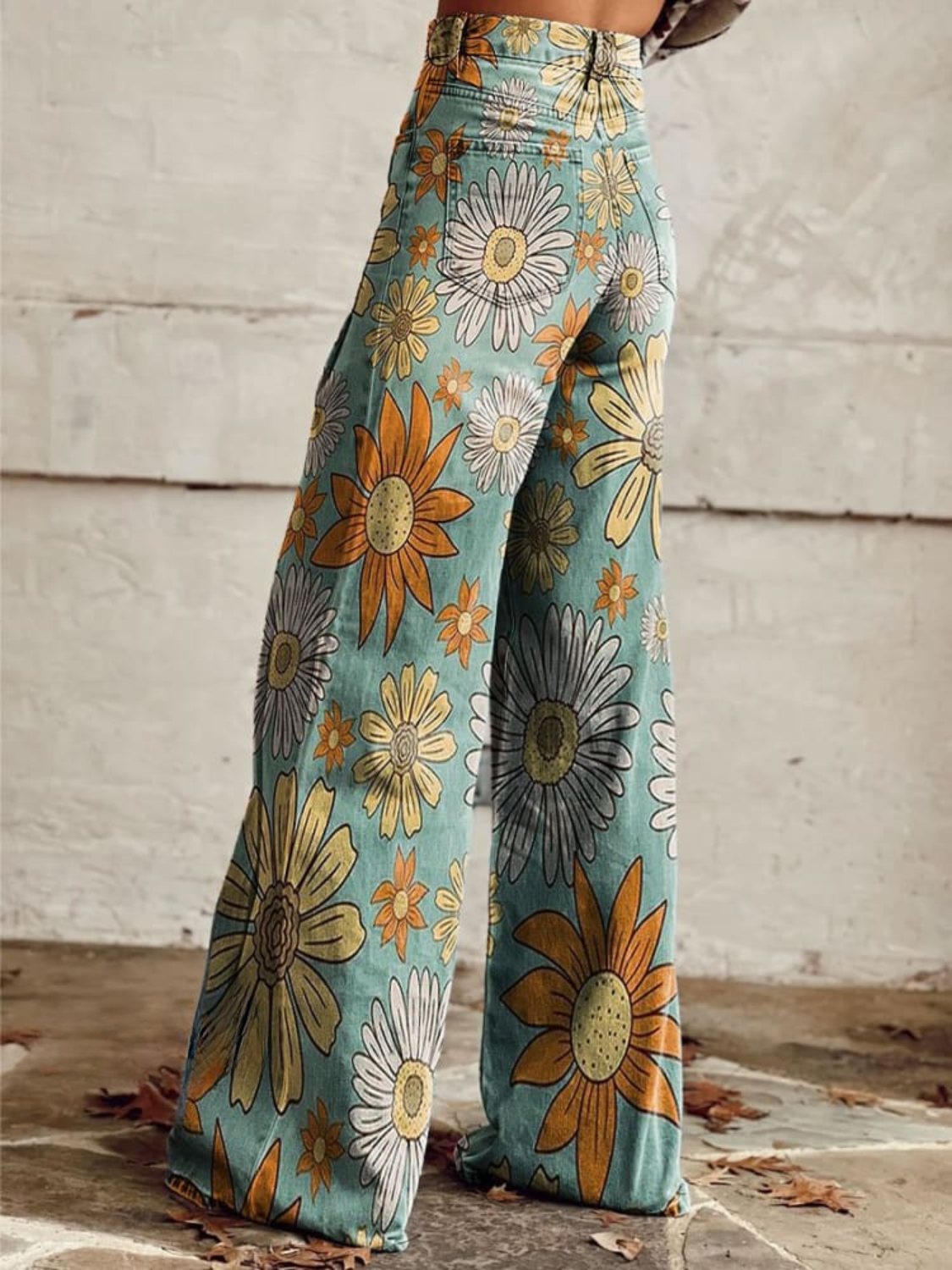 Isabeau | Wide Leg Jeans with Bold Floral Print for Women