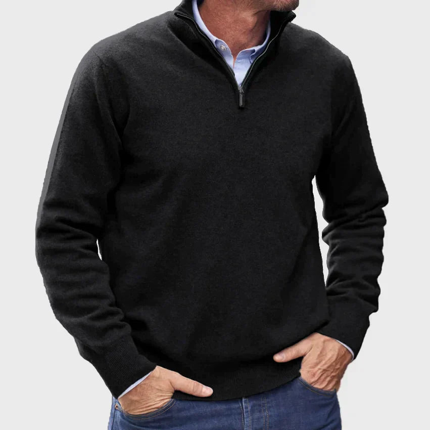 Luca | Italian cashmere-look sweater for men with zipper.