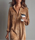 Anastacia | Midi Shirt Dress in Corduroy