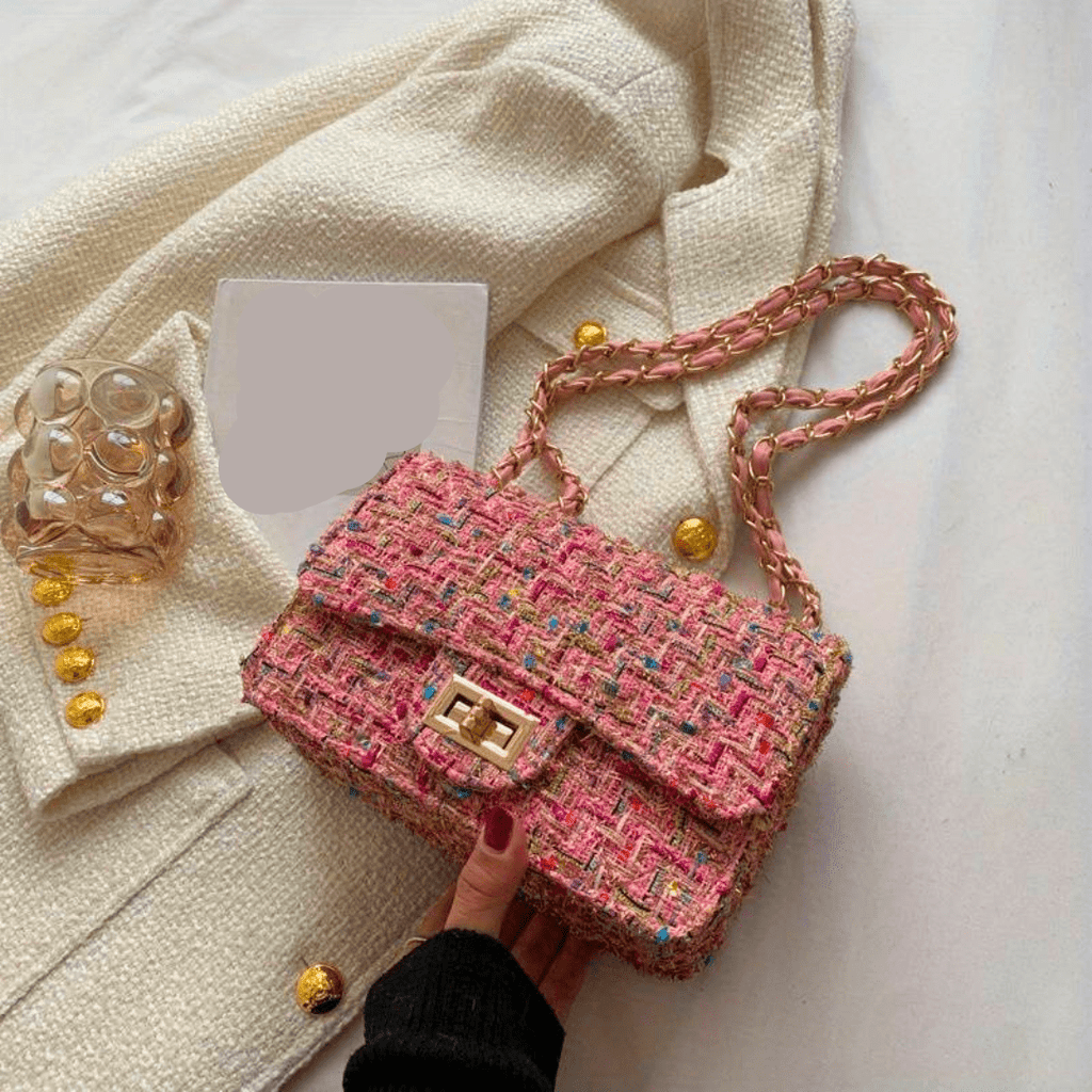 Mini Tweed Crossbody Bag | Gold Chain Strap