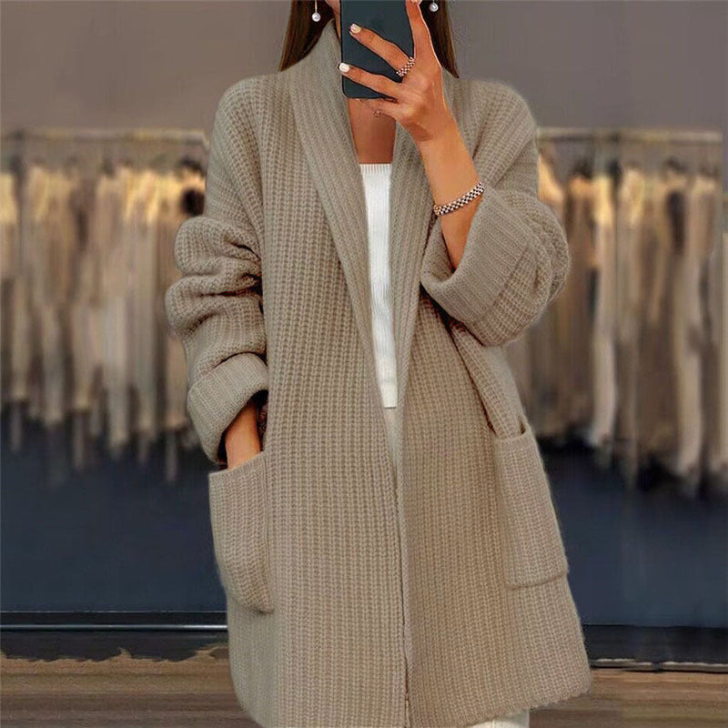 Kiara | Knitted Wool-look Cardigan With Pockets