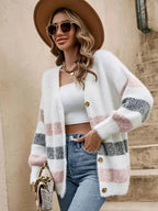 Alayah | Striped Button-Down Cardigan