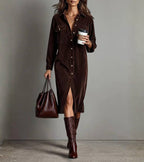Anastacia | Midi Shirt Dress in Corduroy