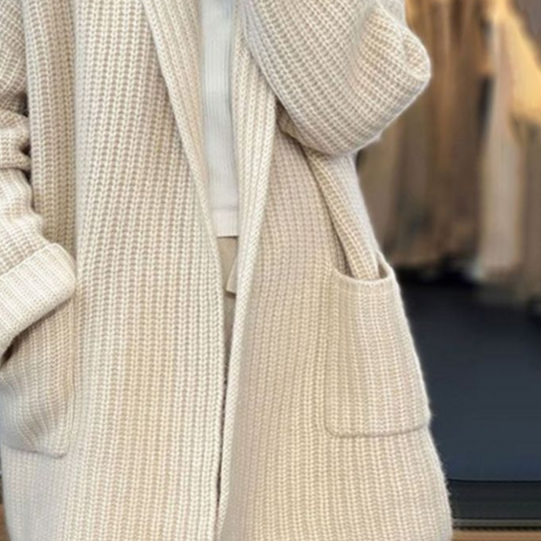 Kiara | Knitted Wool-look Cardigan With Pockets