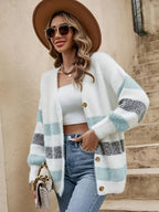 Alayah | Striped Button-Down Cardigan