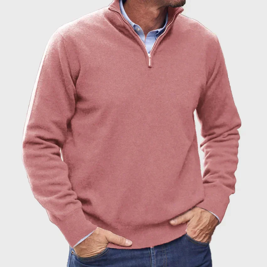 Luca | Italian cashmere-look sweater for men with zipper.