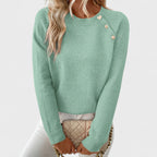 Roxanne | Elegant Women’s Asymmetrical One-Shoulder Sweater with Buttons.