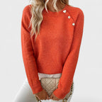 Roxanne | Elegant Women’s Asymmetrical One-Shoulder Sweater with Buttons.