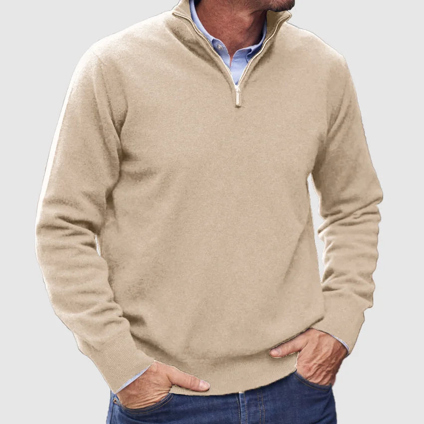Luca | Italian cashmere-look sweater for men with zipper.