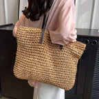 Woven Straw Tote Bag | Oversized Shoulder Bag