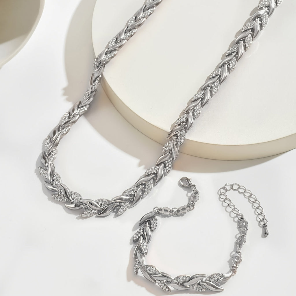 Vivette | Elegant Linked Leaf Necklace Set
