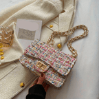 Mini Tweed Crossbody Bag | Gold Chain Strap