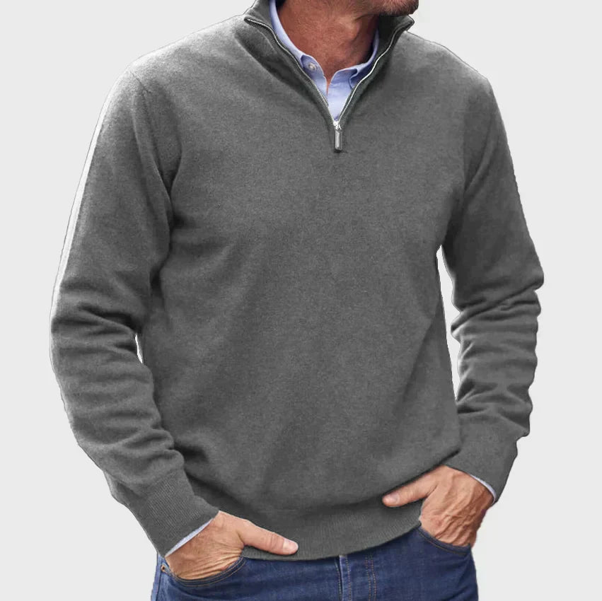 Luca | Italian cashmere-look sweater for men with zipper.