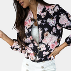Ruby | Women’s Elegant Flower Pattern Zip-Up Jacket