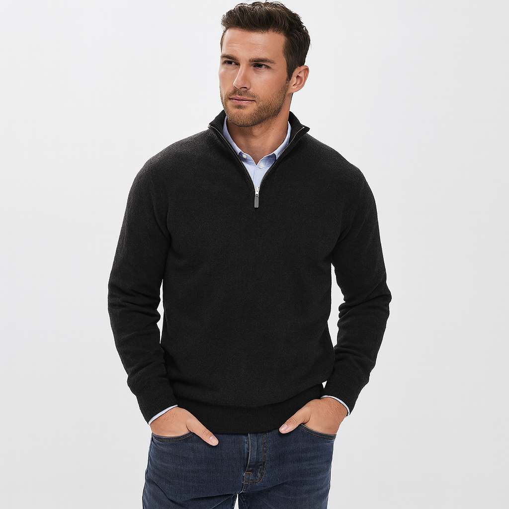 Luca | Italian cashmere-look sweater for men with zipper.
