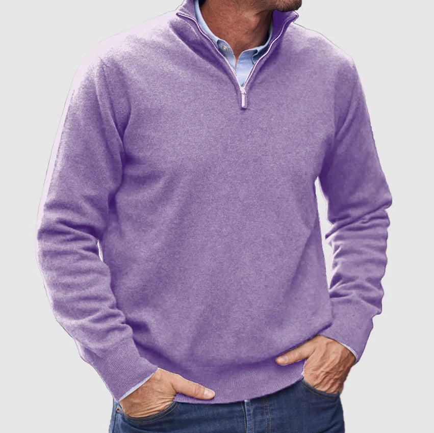 Luca | Italian cashmere-look sweater for men with zipper.