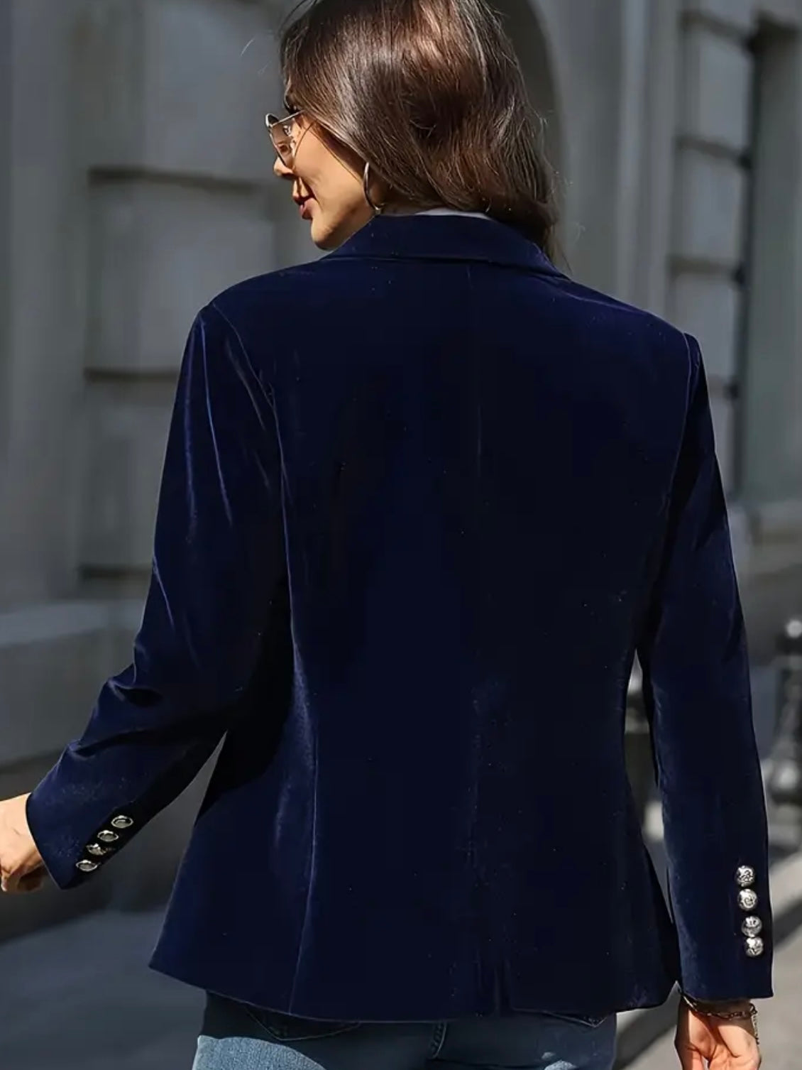 Julie | Velvet Blazer - Midnight Navy