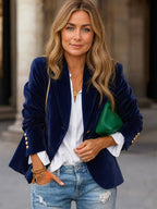 Julie | Velvet Blazer - Midnight Navy