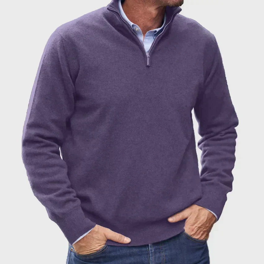 Luca | Italian cashmere-look sweater for men with zipper.