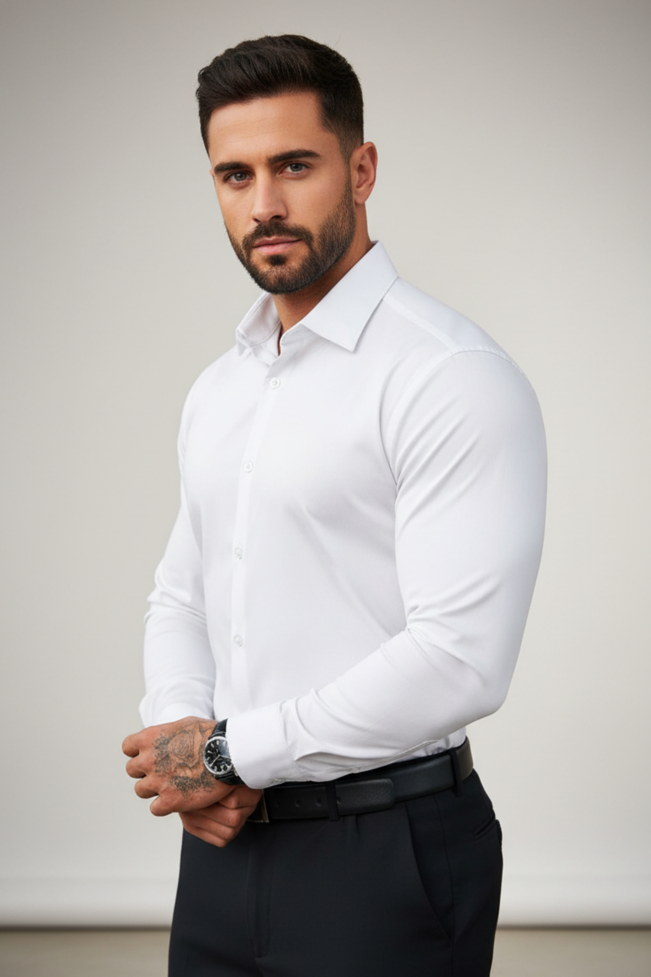 Cassian | Signature Muscle Fit Shirt – White