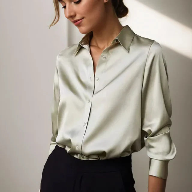 Willow | Women’s Long Sleeve Button Down Satin Blouses
