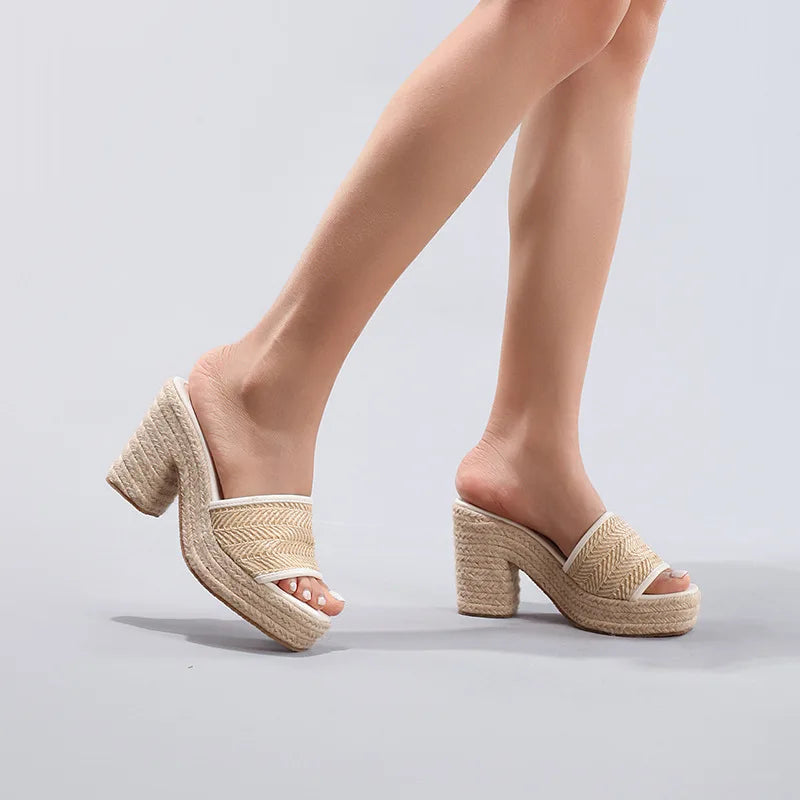 Célie | Natural Woven Heels