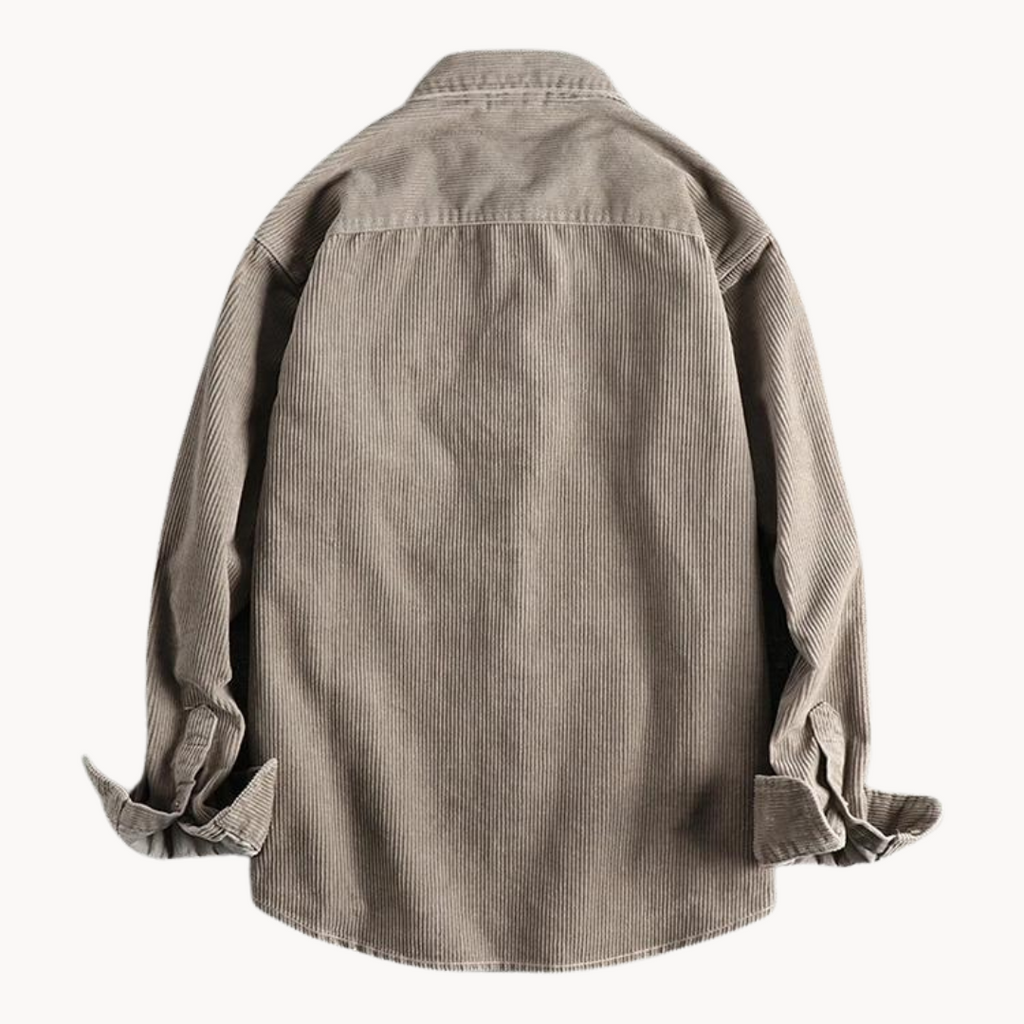 Zach | Men’s Casual Brown Corduroy Long Sleeve Shirt