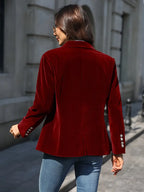 Julie | Velvet Blazer -  Red