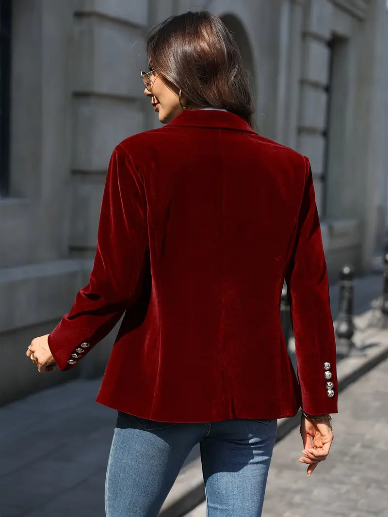 Julie | Velvet Blazer -  Red