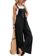 Harlow | Loose Plus Size Pleated Split-Joint Square-Neck Overalls