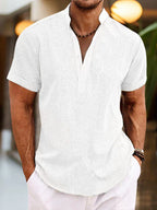 Thomaso | Men’s Summer Henley Short Sleeve Shirt