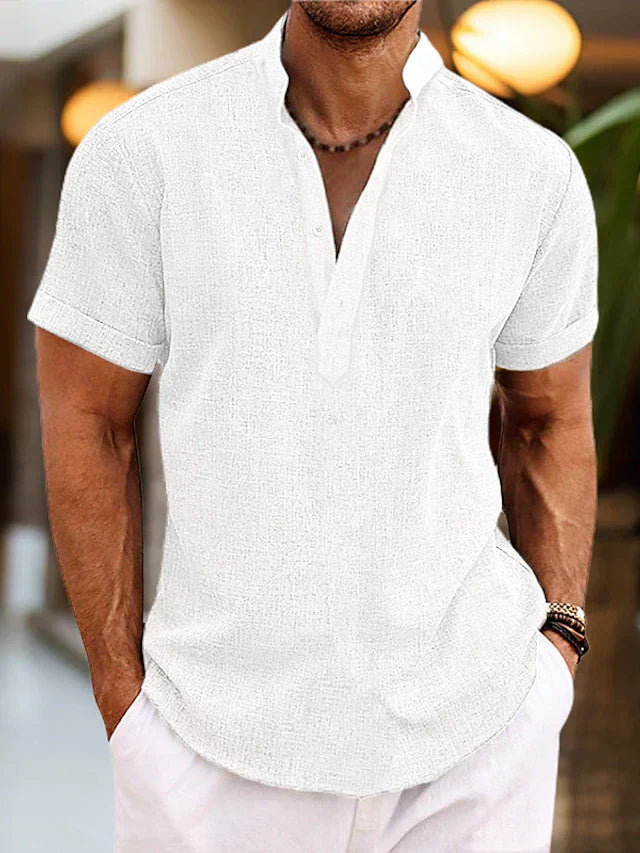 Thomaso | Men’s Summer Henley Short Sleeve Shirt