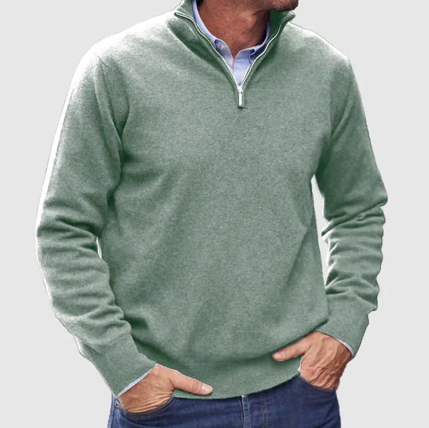 Luca | Italian cashmere-look sweater for men with zipper.