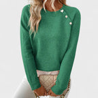 Roxanne | Elegant Women’s Asymmetrical One-Shoulder Sweater with Buttons.