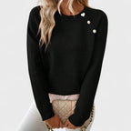 Roxanne | Elegant Women’s Asymmetrical One-Shoulder Sweater with Buttons.