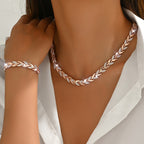 Vivette | Elegant Linked Leaf Necklace Set