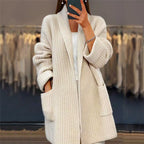 Kiara | Knitted Wool-look Cardigan With Pockets