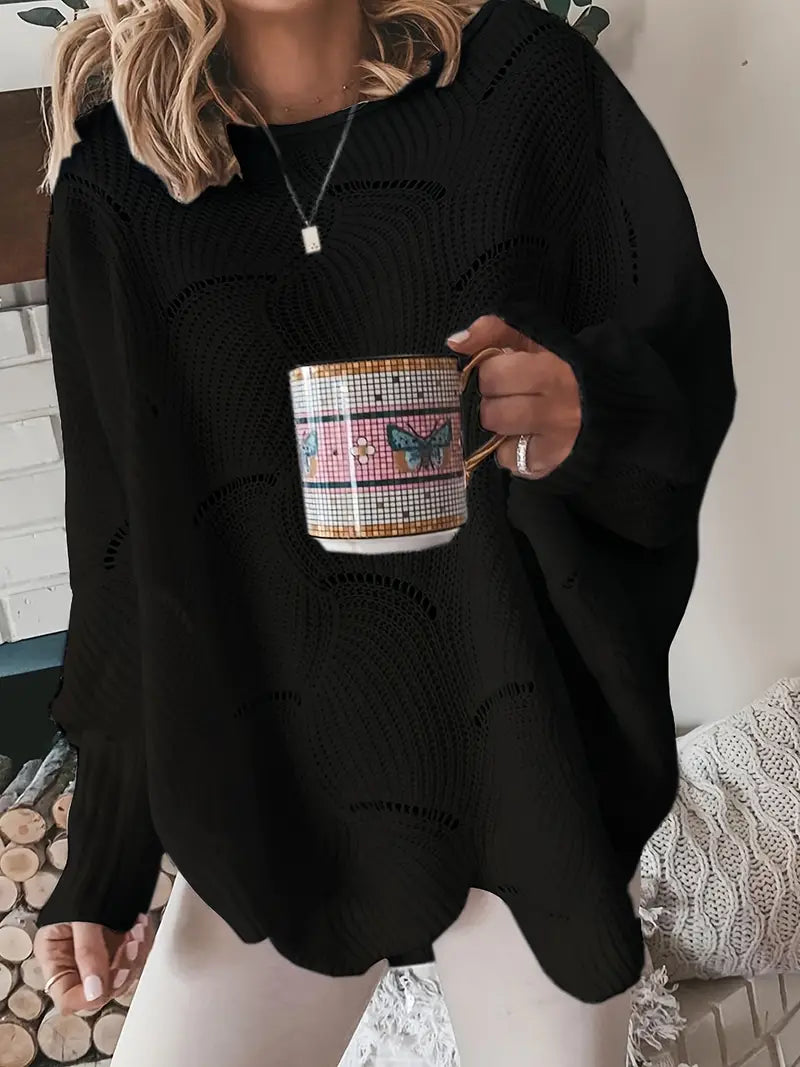 Adria | Solid Knit Sweater with Cutouts