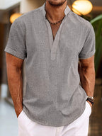 Thomaso | Men’s Summer Henley Short Sleeve Shirt