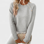 Roxanne | Elegant Women’s Asymmetrical One-Shoulder Sweater with Buttons.
