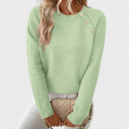 Roxanne | Elegant Women’s Asymmetrical One-Shoulder Sweater with Buttons.