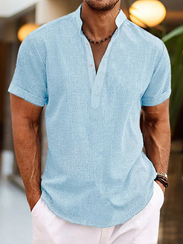 Thomaso | Men’s Summer Henley Short Sleeve Shirt