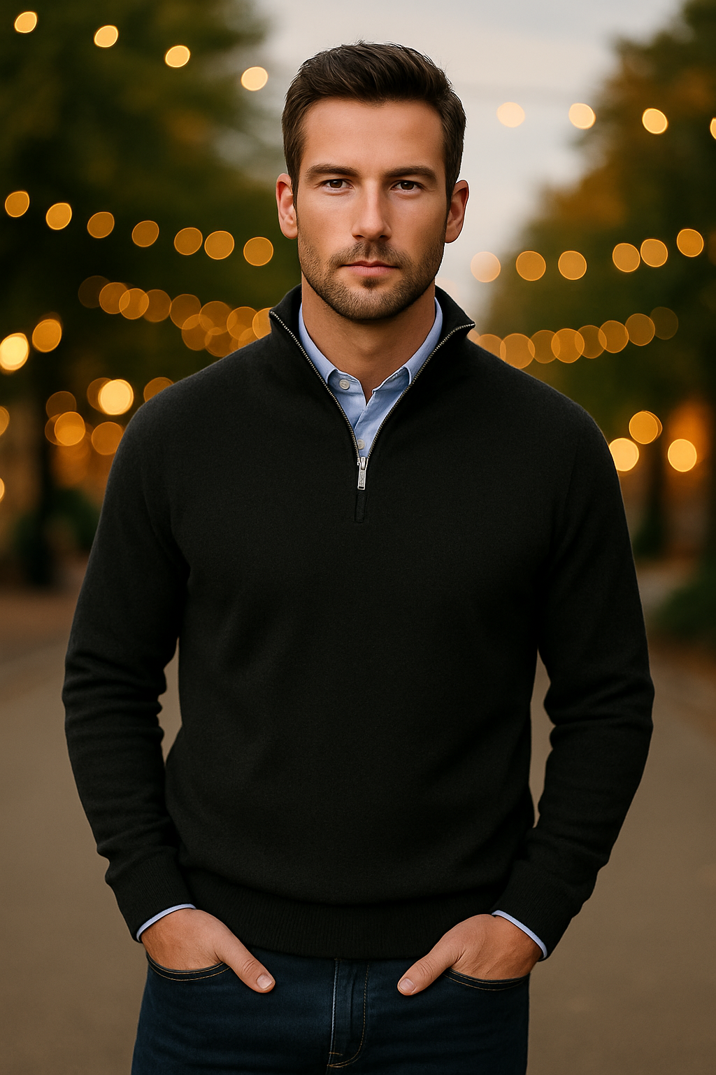 Luca | Italian cashmere-look sweater for men with zipper.