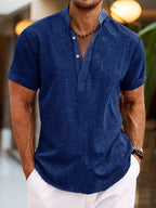 Thomaso | Men’s Summer Henley Short Sleeve Shirt