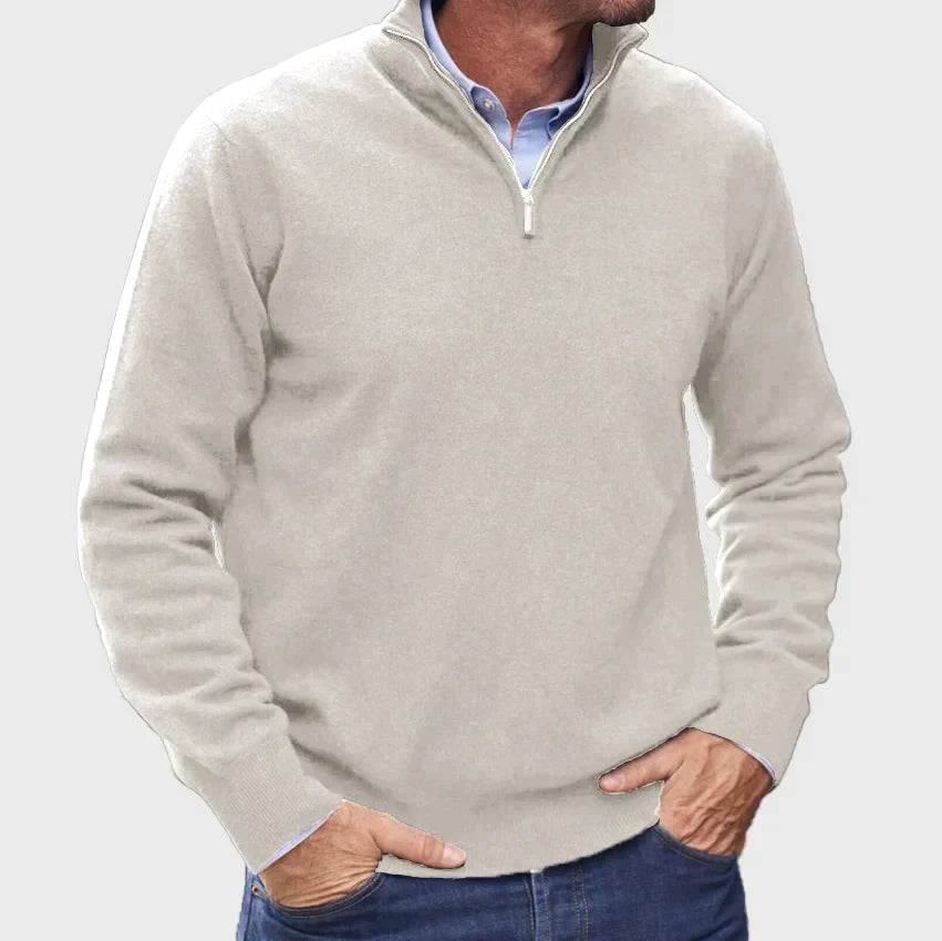 Luca | Italian cashmere-look sweater for men with zipper.