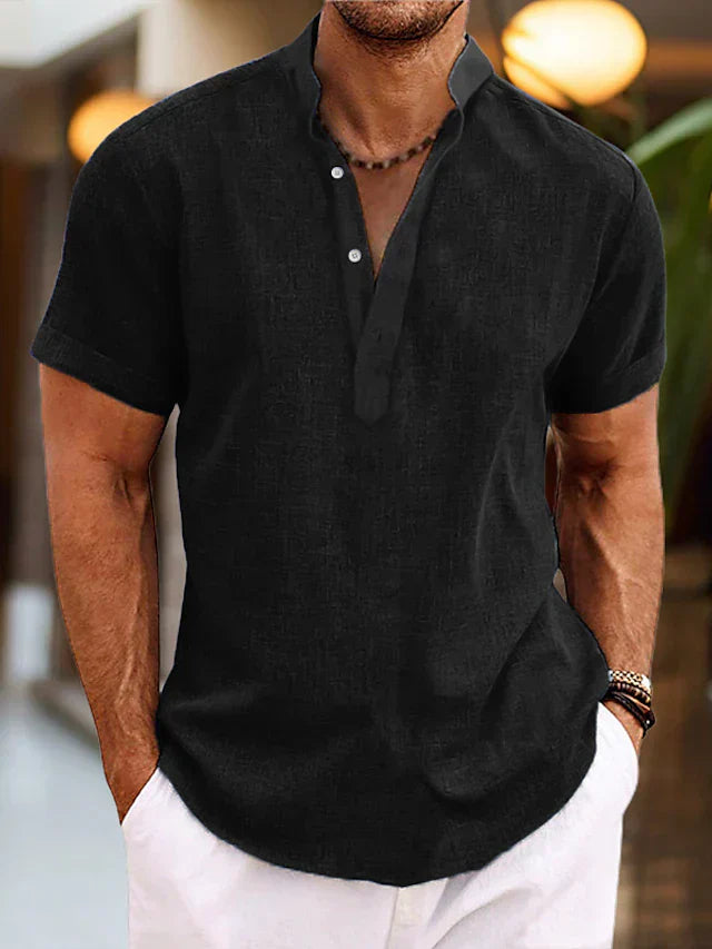 Thomaso | Men’s Summer Henley Short Sleeve Shirt