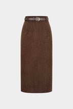 Ti | Corduroy Belted Waist Skirt