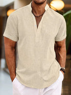 Thomaso | Men’s Summer Henley Short Sleeve Shirt